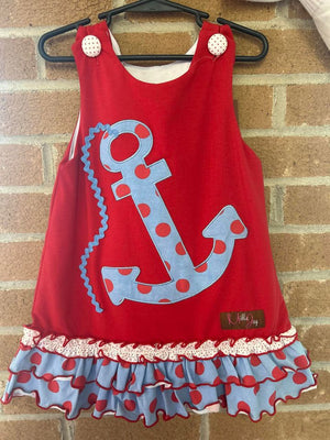 Toddler Red and Blue Anchor Dress