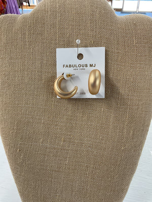 Matte Gold Thick Hoop Earrings