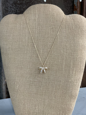 Pave Baguette Ribbon Pendant Necklace