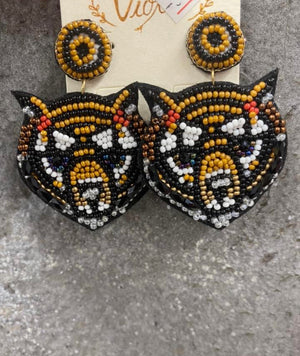 Game Day Tiger Beaded Earrings