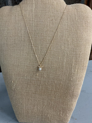 Pave Ribbon Pearl pendant necklace