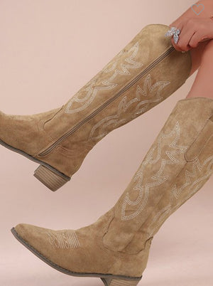 Tall Suede Western Boots