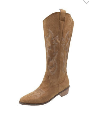 Tall Suede Western Boots