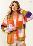 Multi Colored checker block sweater cardigan