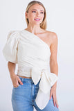 Karlie Poplin One Shoulder Knot Top