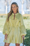 Lavender J Linen Billowy Flowy Mini Dress
