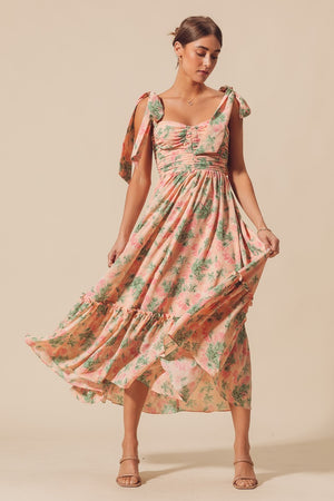 SoMe Flowy Floral Dress with Ribbon Straps