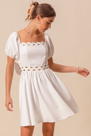 SoMe Ric Rac Trim Dress with Ribbon Tie Back