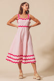SoMe Scallop Ric Rac Trim A-Line Maxi Dress