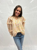 Karlie Floral Pastel Ruffle Top