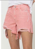 Vervet Pink Distressed Denim Shorts